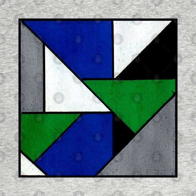 Blue Green Geometric Abstract Acrylic Painting II by abstractartalex